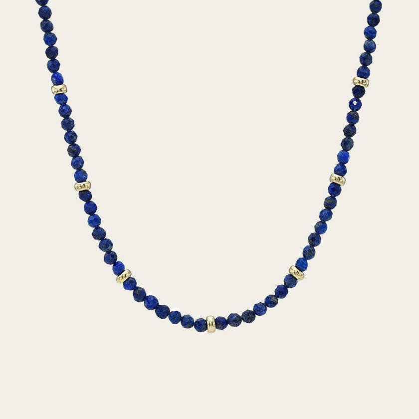 14K Gold Blue Lapis Segment Bead Necklace