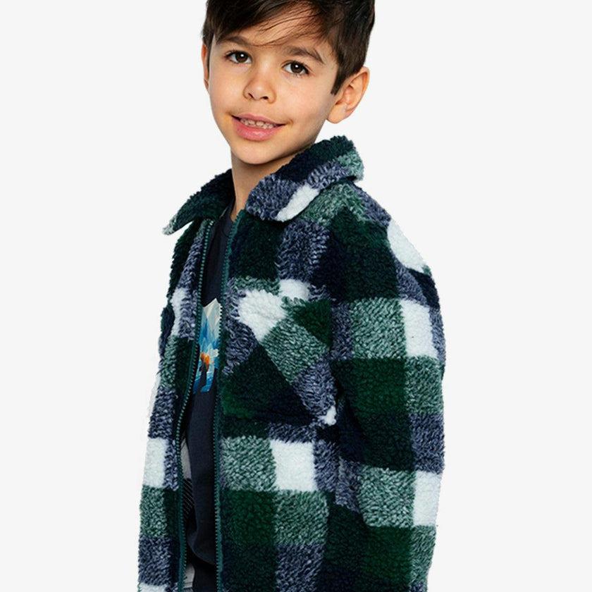 Zipped Overshirt Blue and Green Checks