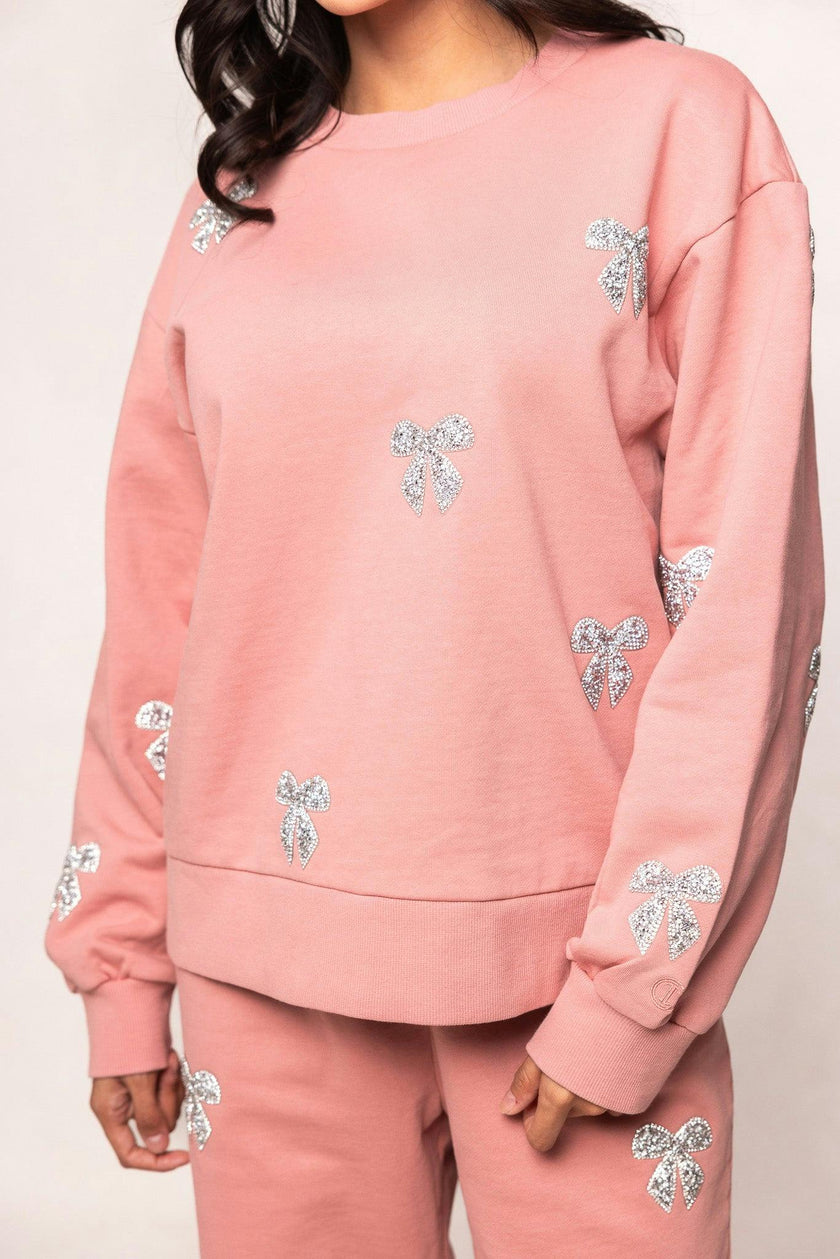 Micah Crew Neck Sweatshirt in Pink & Bows