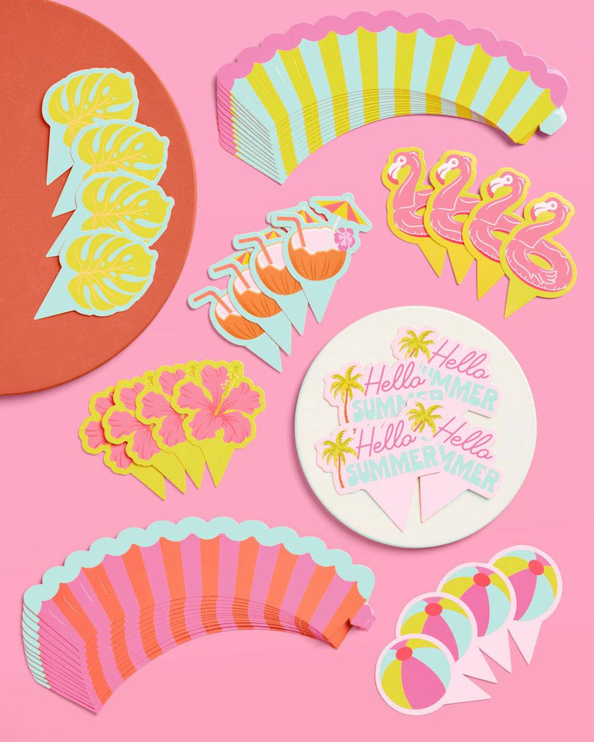 Pool Party Toppers - 24 wrappers + toppers