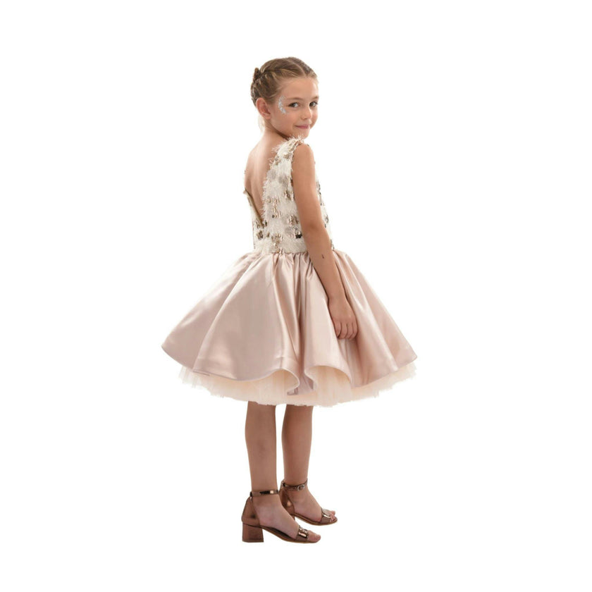 Beige Ashler Sequin Dress