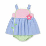 Seersucker Romper With Flower