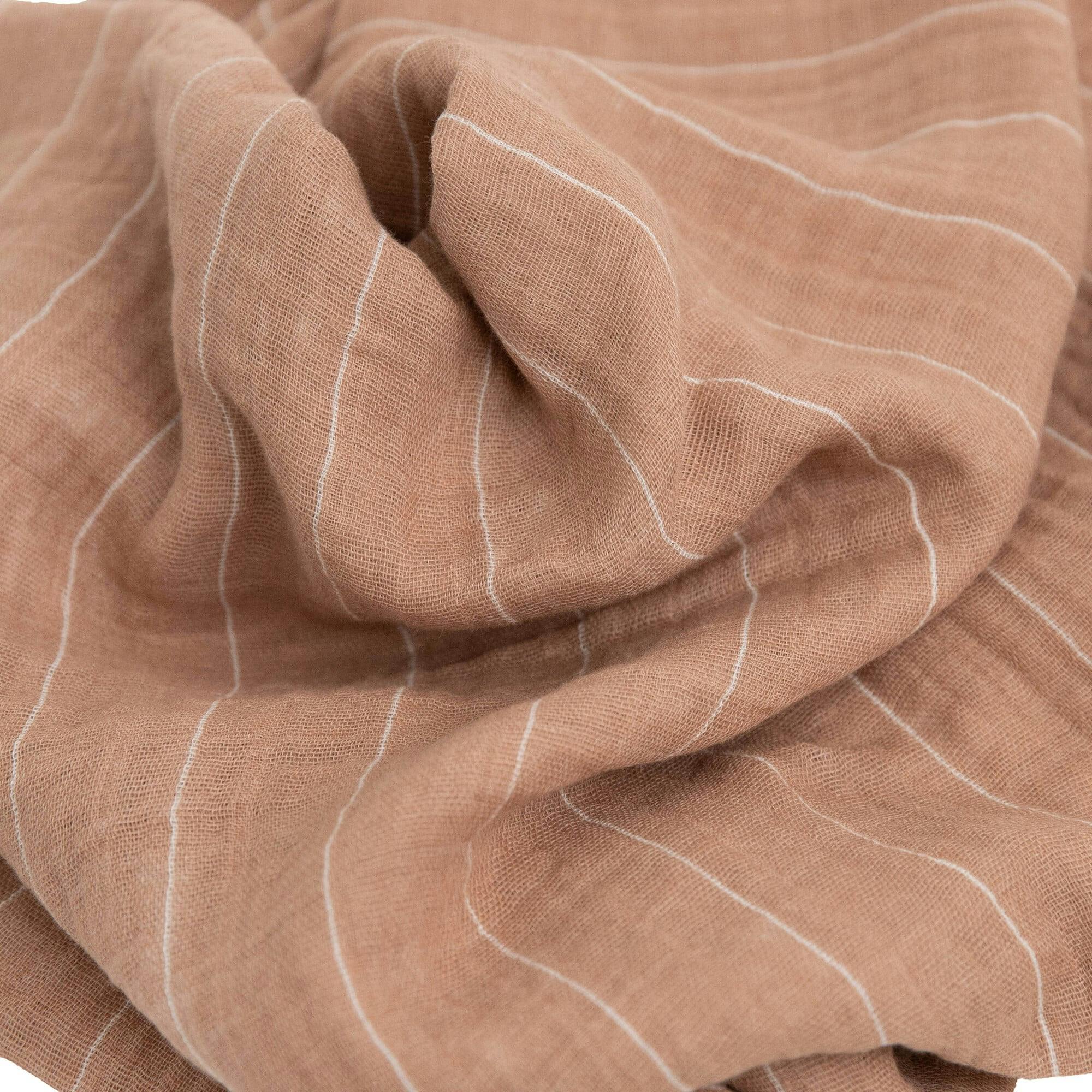 Cotton Muslin Swaddle Blanket - Mauve Stripe