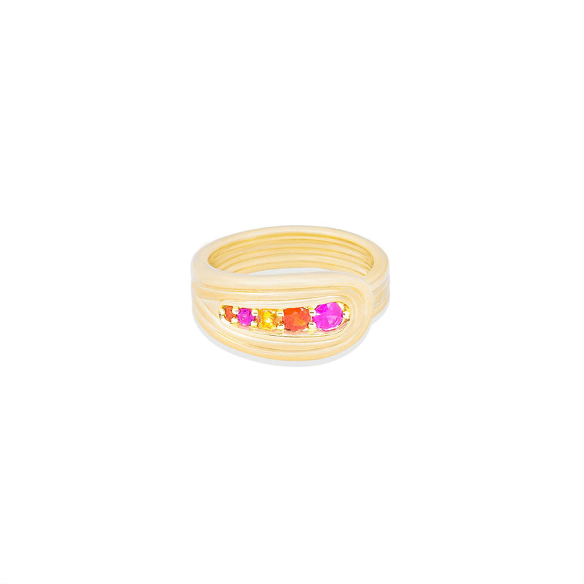 Found Nest Bypass Ring - Pink, Orange & Yellow Sapphire