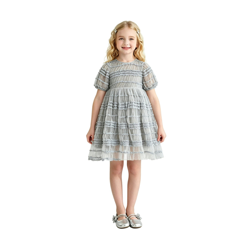 Silver Mist Ruffle Dress