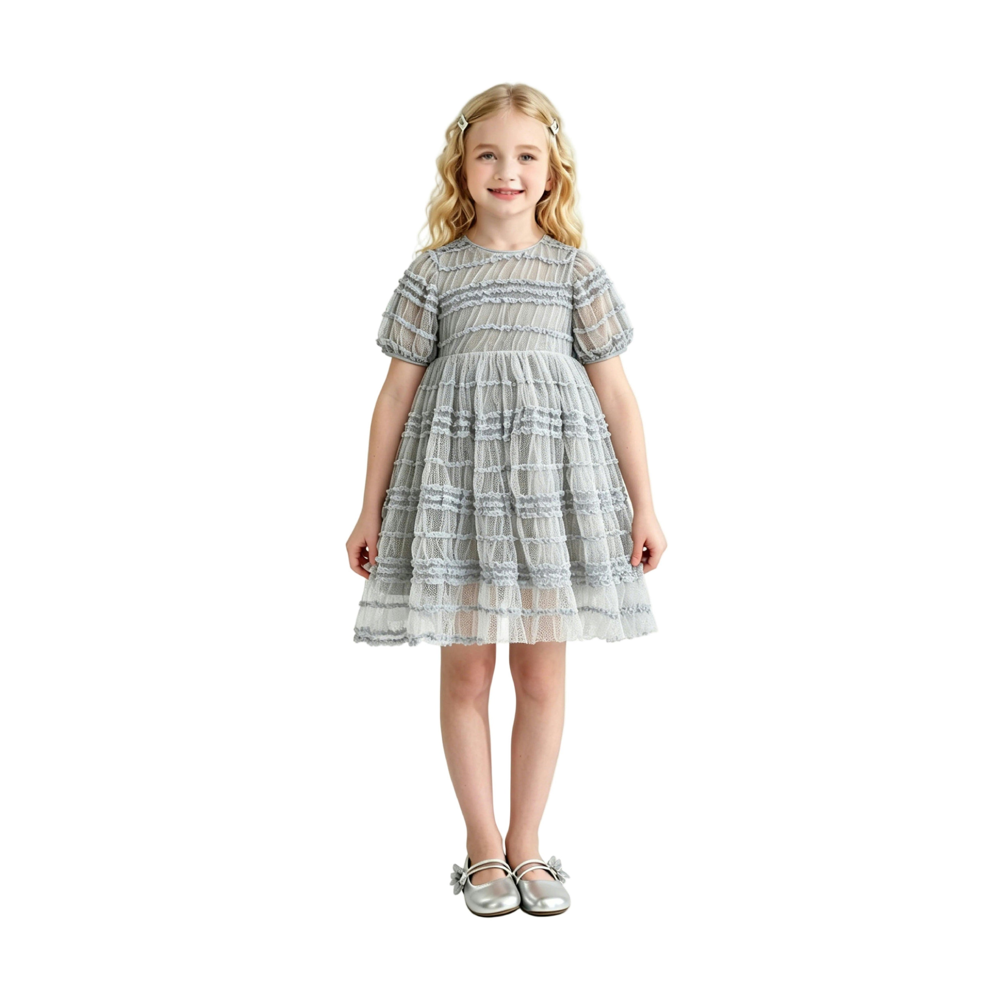 Silver Mist Ruffle Dress