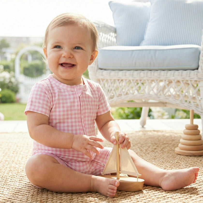Sugar Gingham Short Sleeve & Shorts Bamboo Sleeper