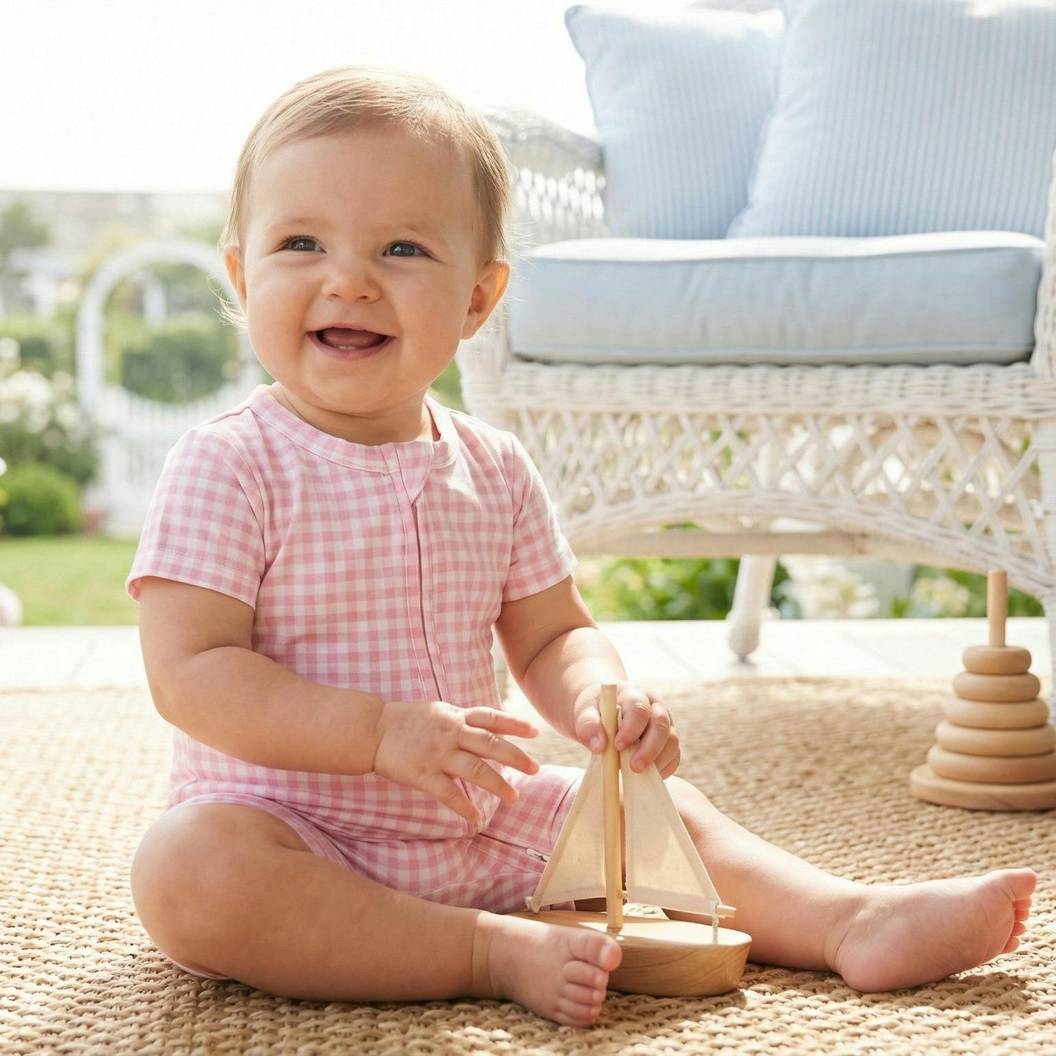Sugar Gingham Short Sleeve & Shorts Bamboo Sleeper