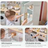 Teamson Kids Little Chef Savannah 3-Pcs Wooden Play Kitchen with 21 Accessories