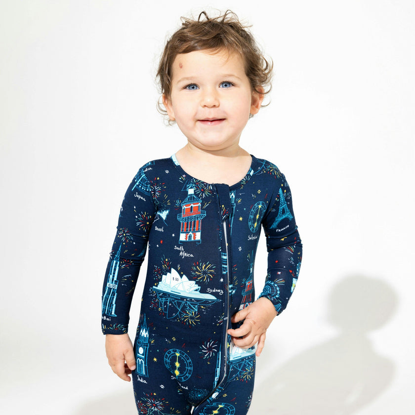 New Year's Worldwide Countdown Bamboo Convertible Footie