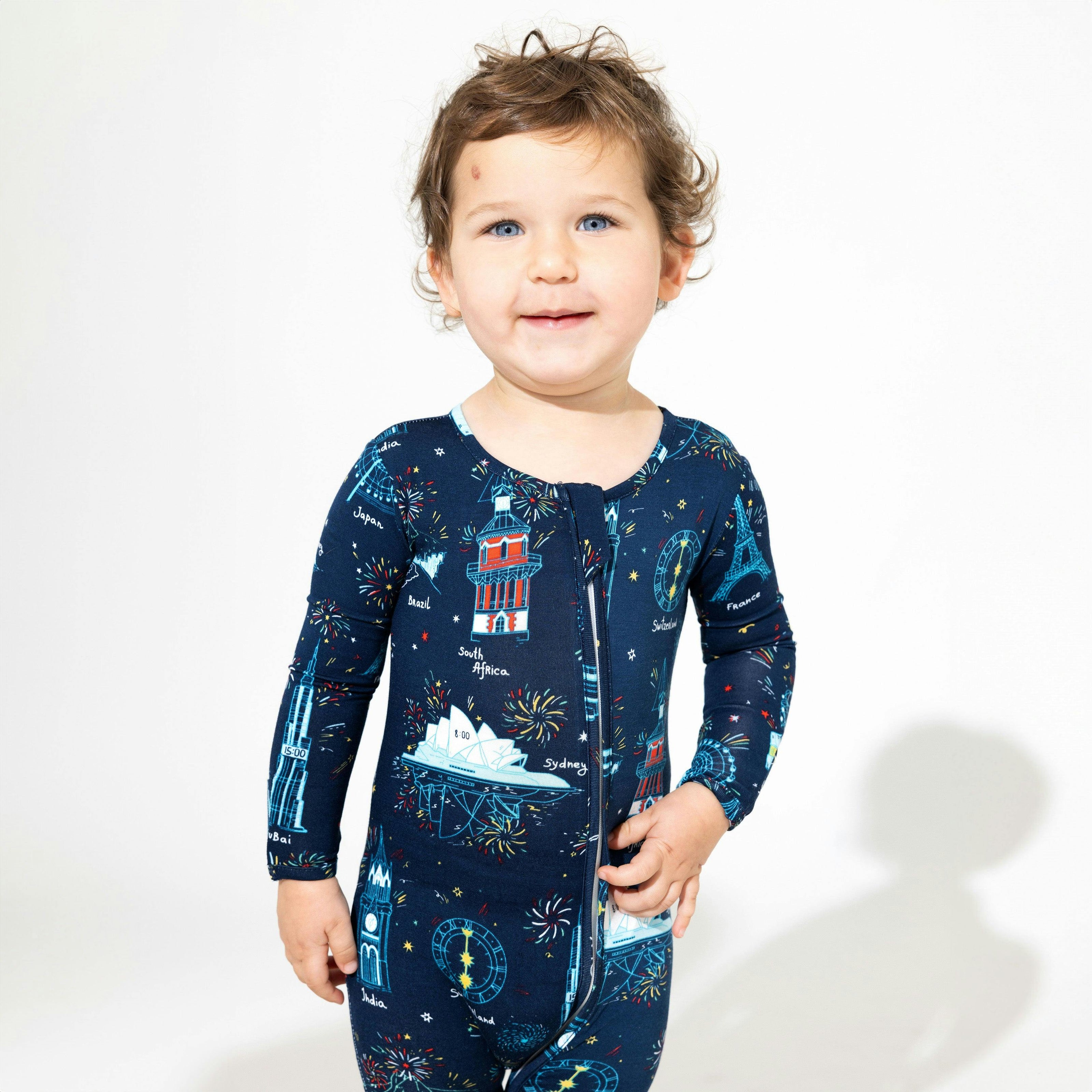 New Year's Worldwide Countdown Bamboo Convertible Footie