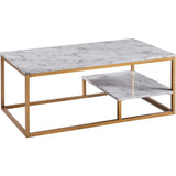 Marmo Modern Marble-Look Coffee Table with Shelf