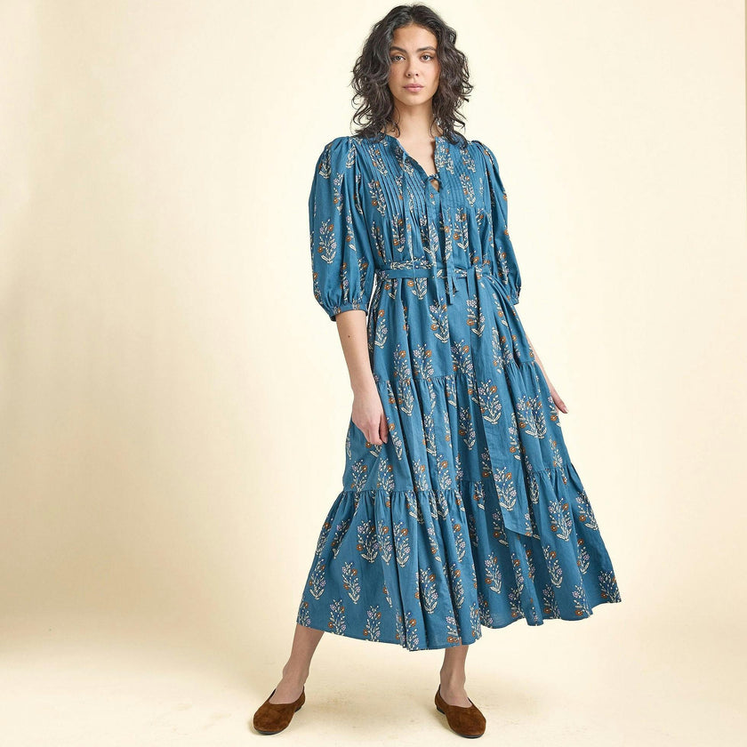 Womens Pintuck Indira Dress - Balsam Dewdrop