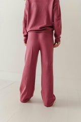 Girls Knit Flare Pants in Winter Mauve