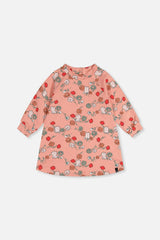 French Terry Dress Pink Cat Print