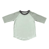 Girls 3/4 Sleeve Baseball Tee in Sky Blue
