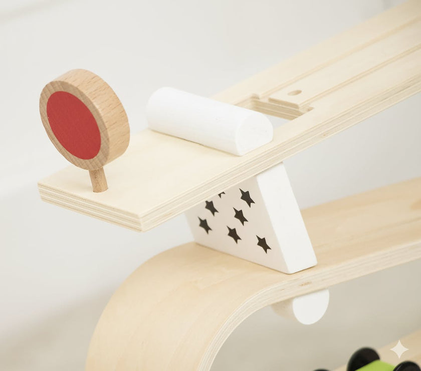 Avenlur Wooden Car Ramp Racer | Montessori Rolling Track Toy for Toddlers