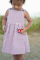 Plaid Seersucker Dress With Flowers