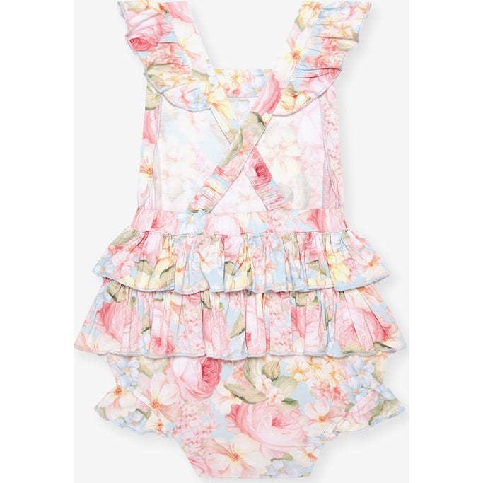Rose Dreams Ruffled Strap Bubble Romper