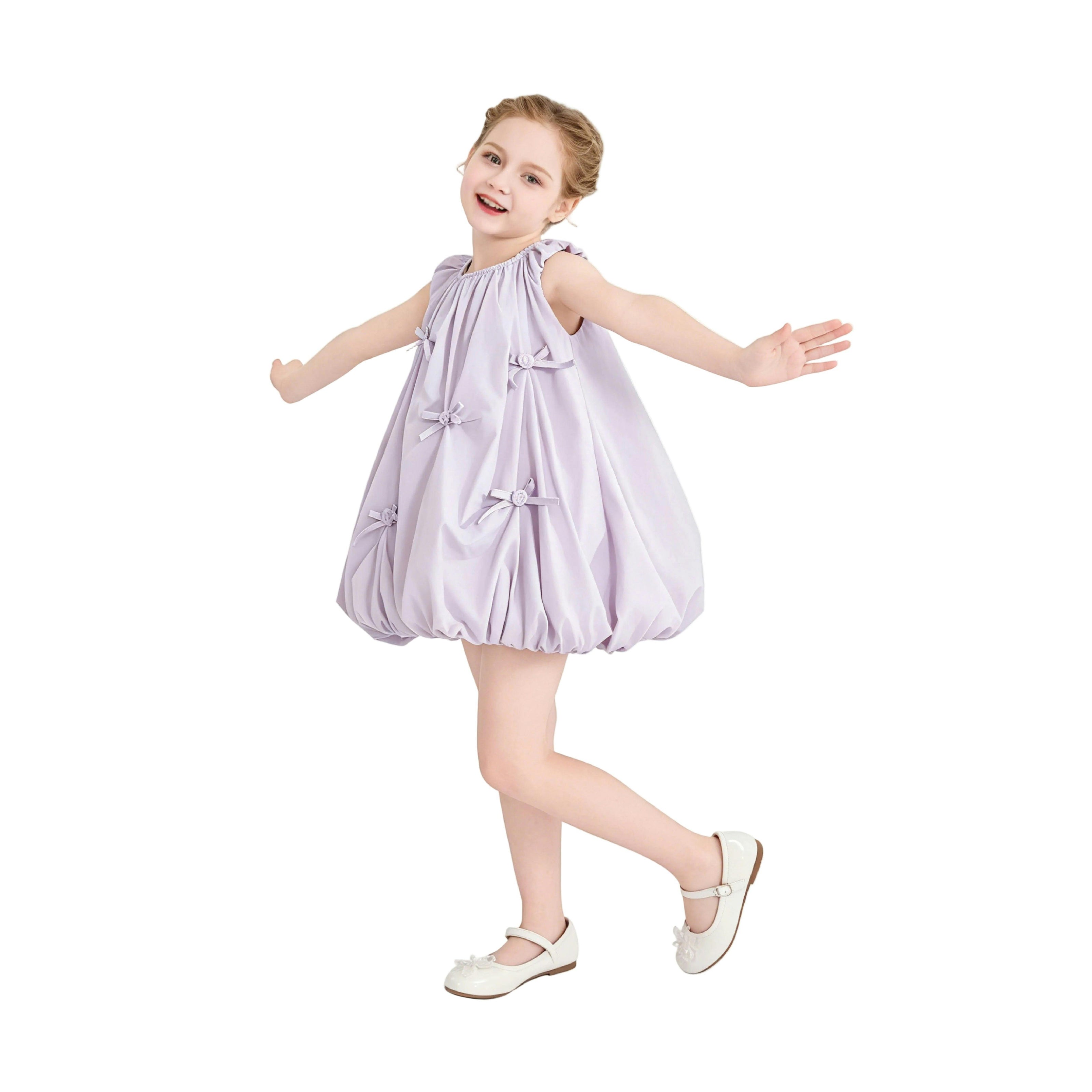 Purple Verona Bow Rosette Balloon Dress