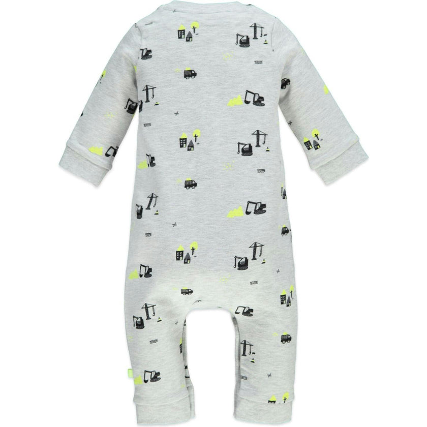 All-Over Houses And Construction Print Long Sleeve Romper