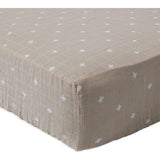 Cotton Muslin Crib Sheet - Taupe Cross