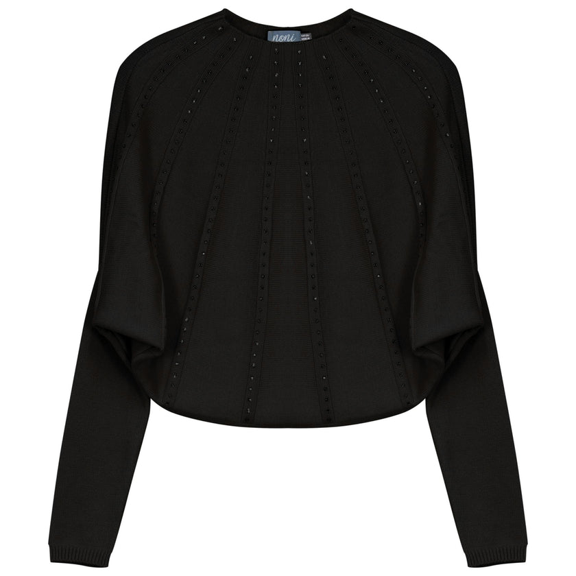 Rhinestone Decorative Tacked Knit Sweater