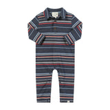 KINGSTON Chambray Multi Stripe Polo Romper