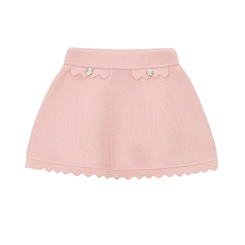 Pink Knitted Skirt With Scalloped Hem