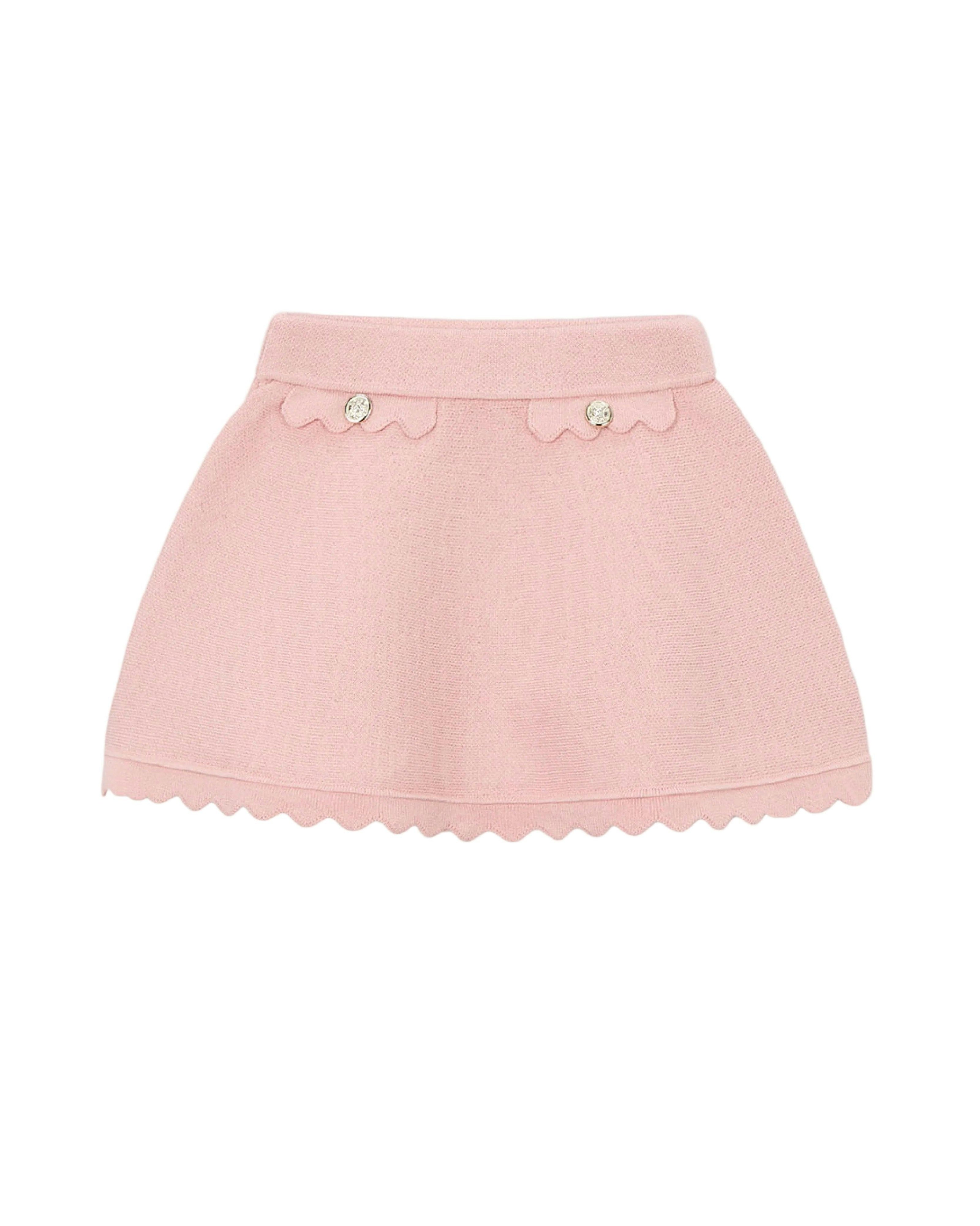 Pink Knitted Skirt With Scalloped Hem