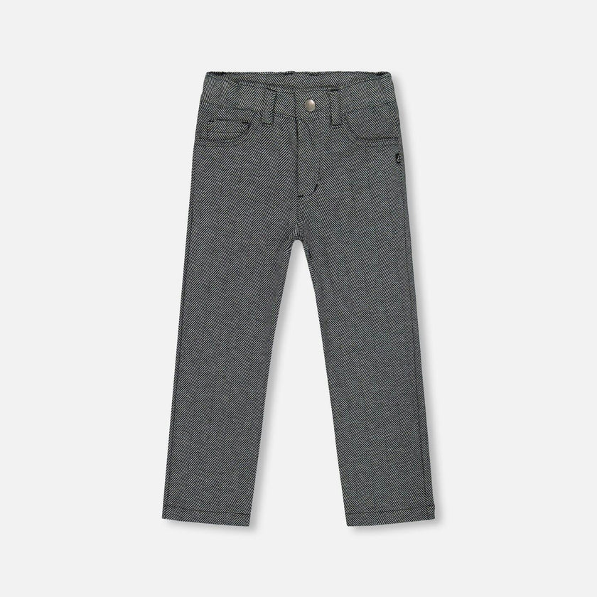 Stretch Jacquard Pants Grey Herringbone