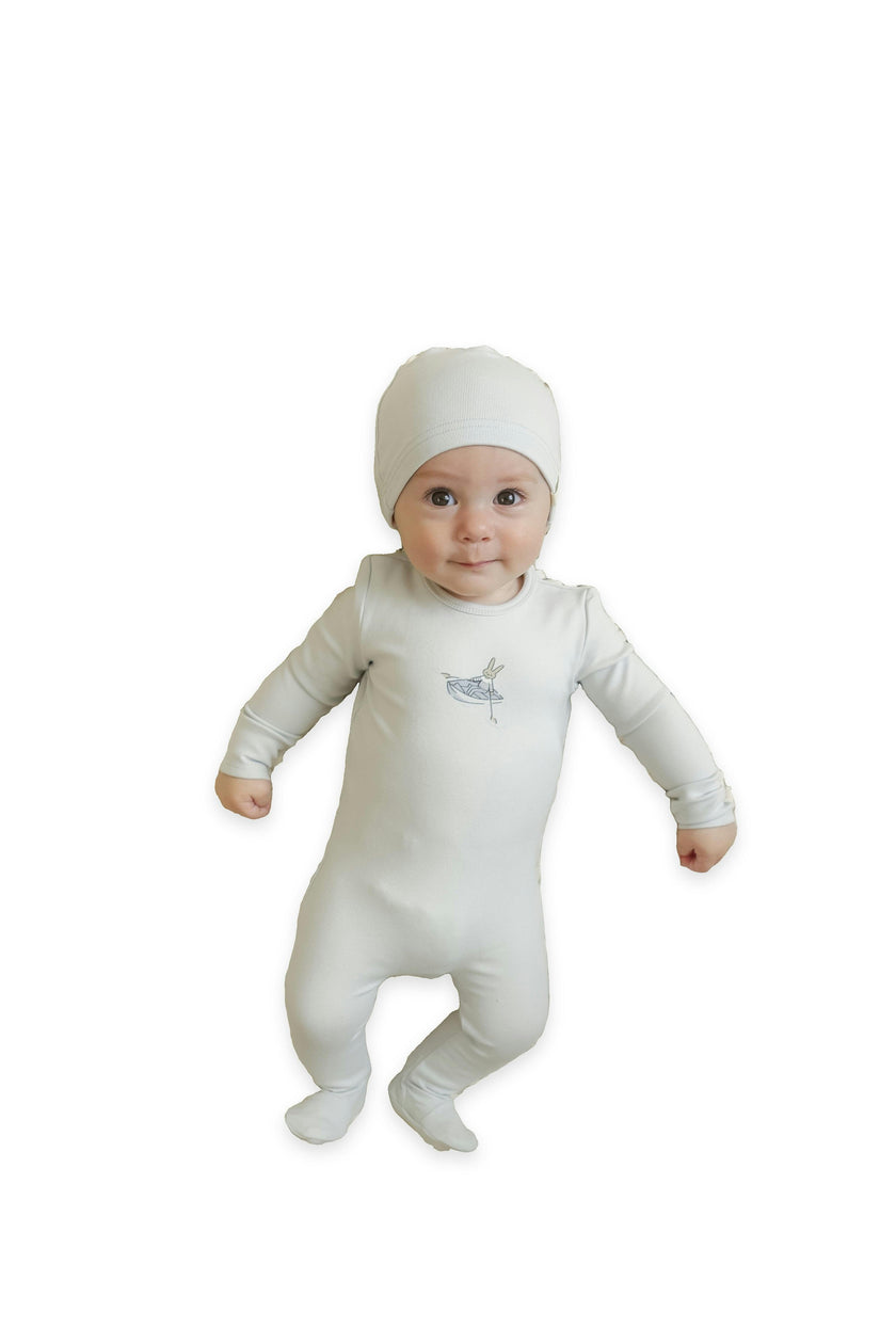 Sail Boat Bunny Print Footie