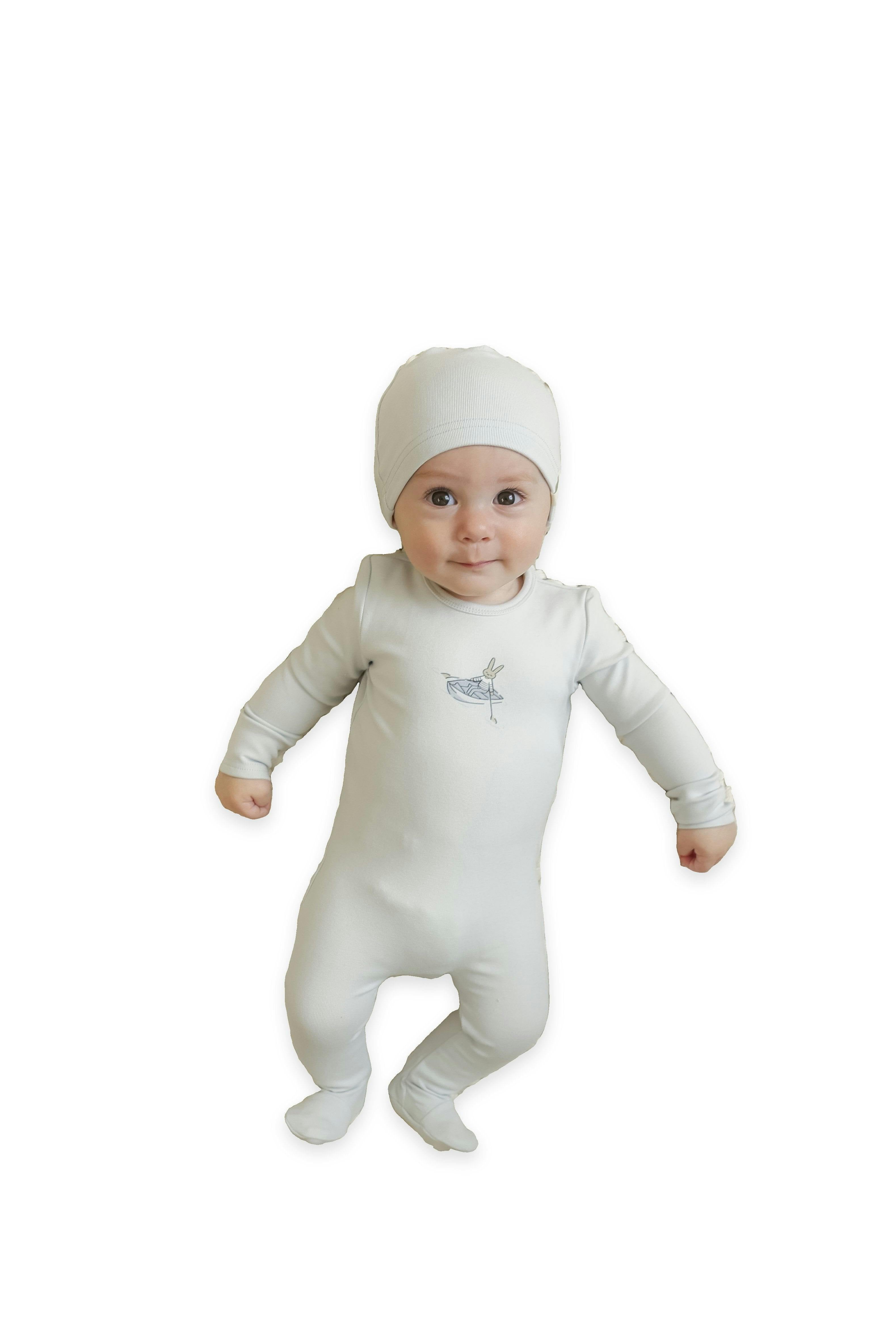 Sail Boat Bunny Print Footie
