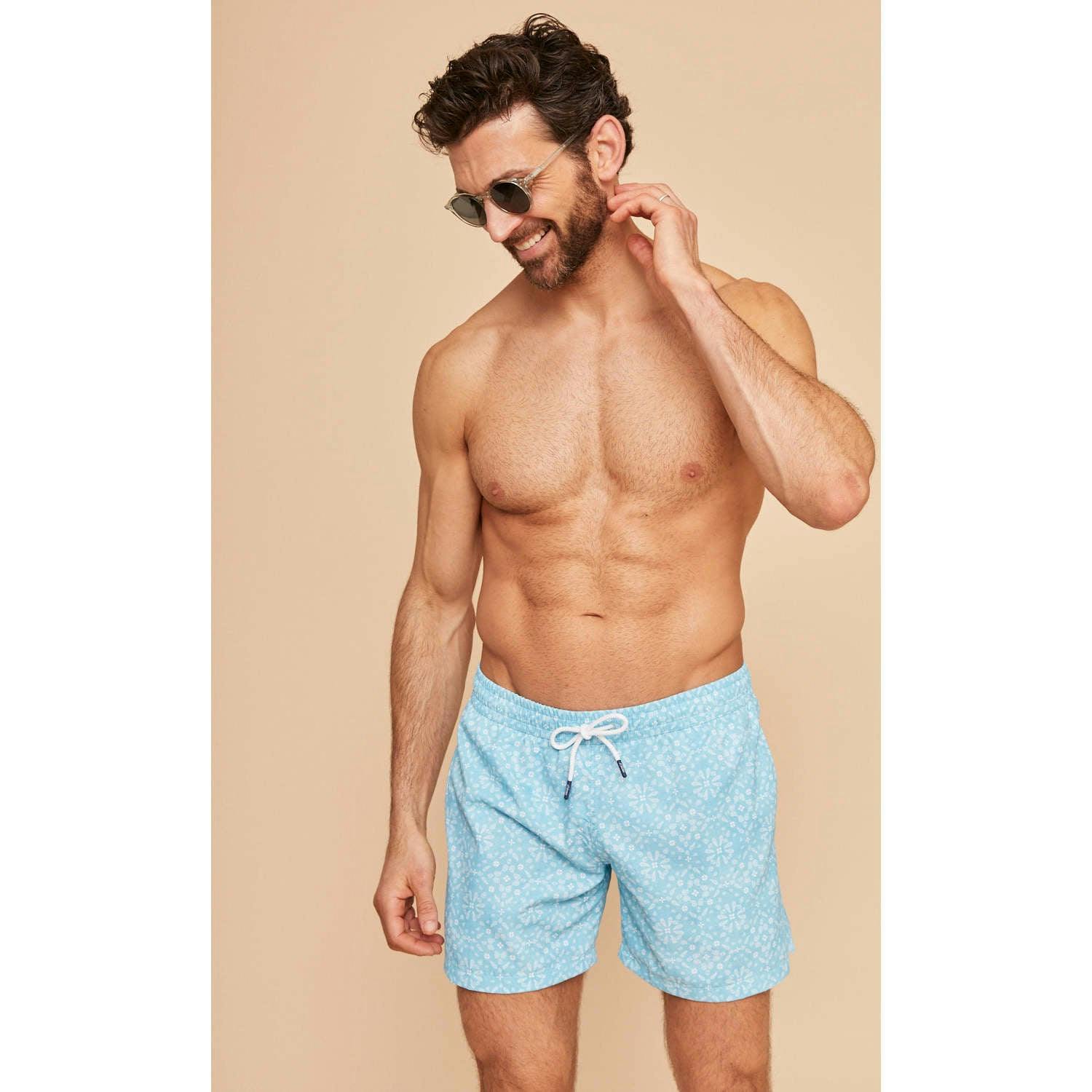 Sky Blue Bandana Men's Swim Shorts
