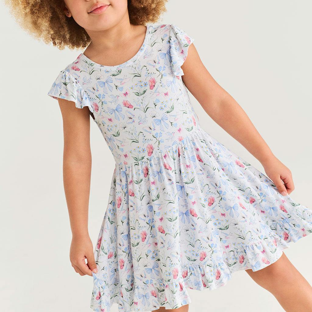 Gail Tie Back Ruffled Twirl Dress