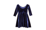 Twirly Dress in Navy Stretch Velvet FW25