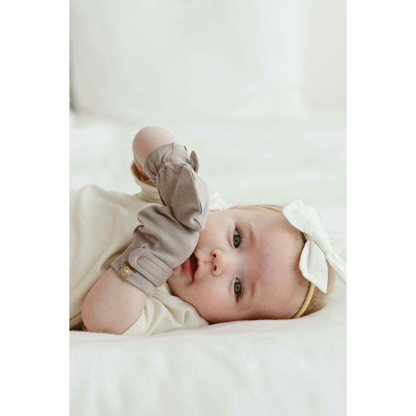 STAY ON 3-PACK MITTS | MOSS + TERRAZZO + SANDSTONE — Bamboo Organic Cotton Blend, 0–6M