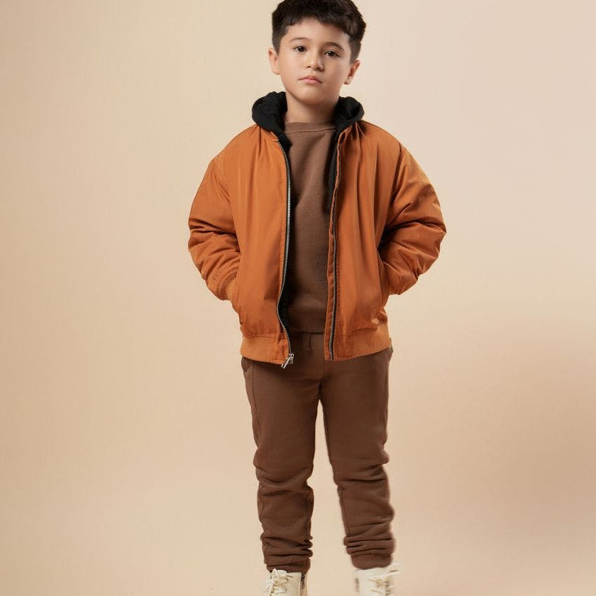 Padded Bomber Jacket With Removable Hood