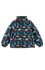 Blake Hooded Reversible Lightweight Down Puffer Jacket, Dinosaur Dudes