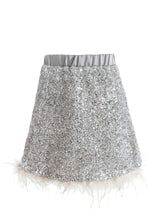 Silver Sequin Feather-Trim Set