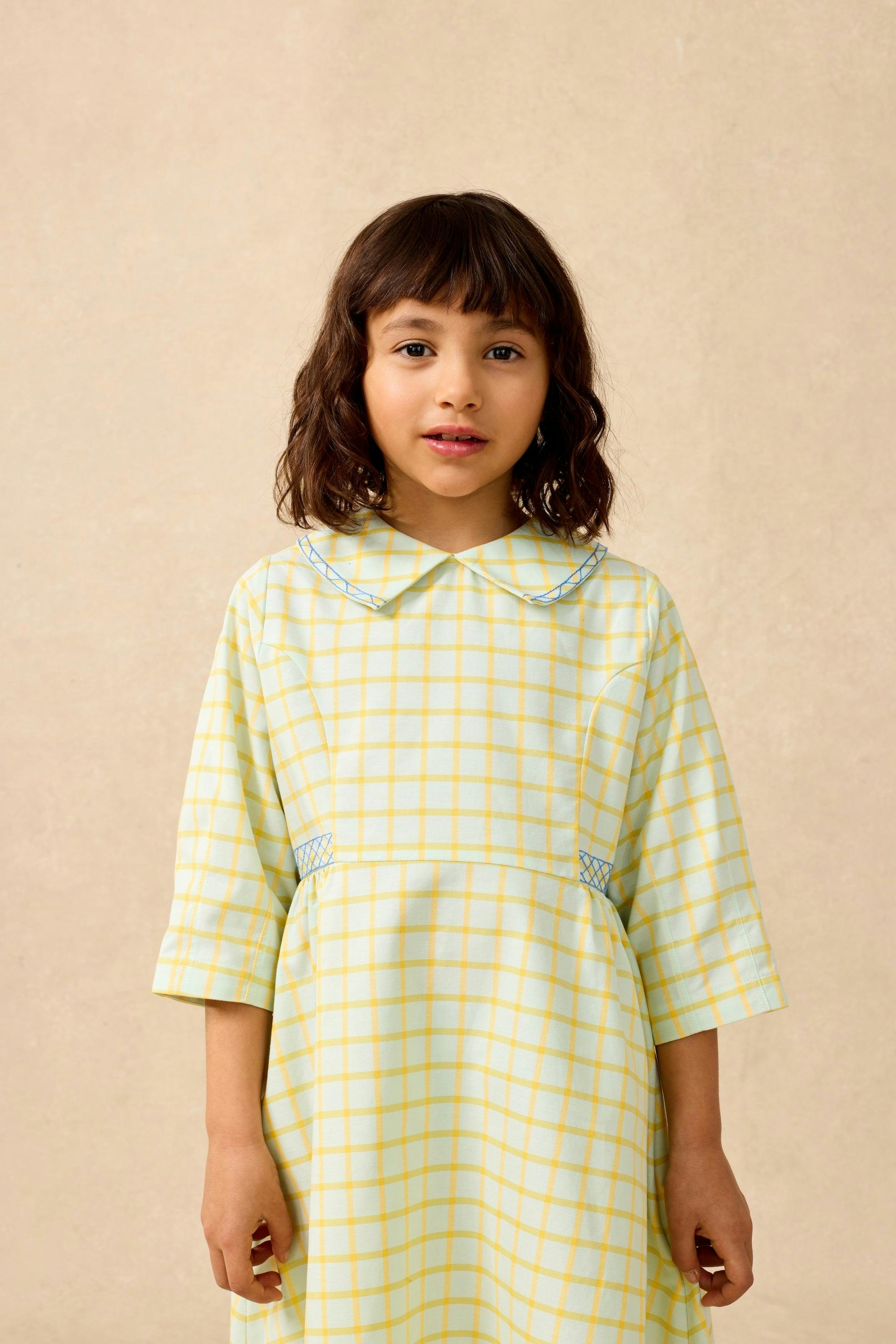 Embroidered Dress in Push Pop Plaid