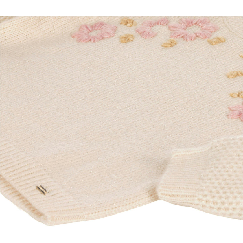 Beige Floral Knit Sweater