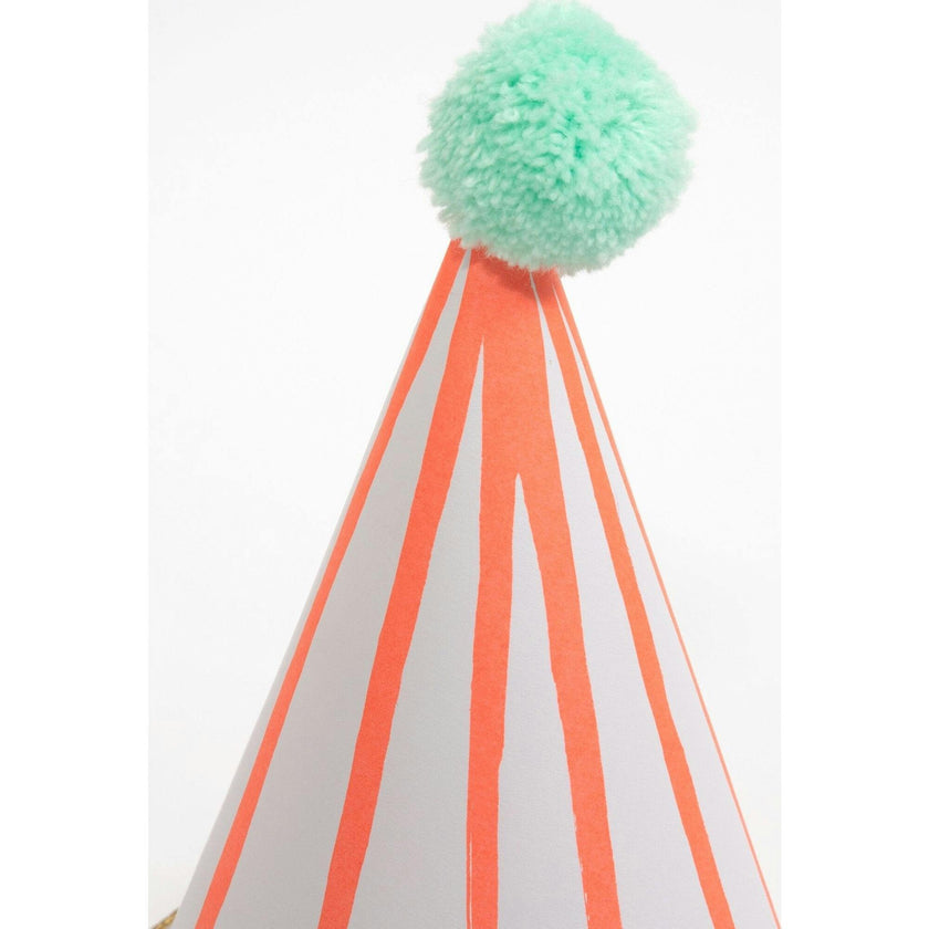 Stripe Pompom Party Hats