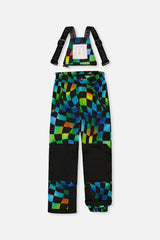 Two Piece Play Snowsuit Black Colorblock With Green Yellow And Blue Checkerboard Pants