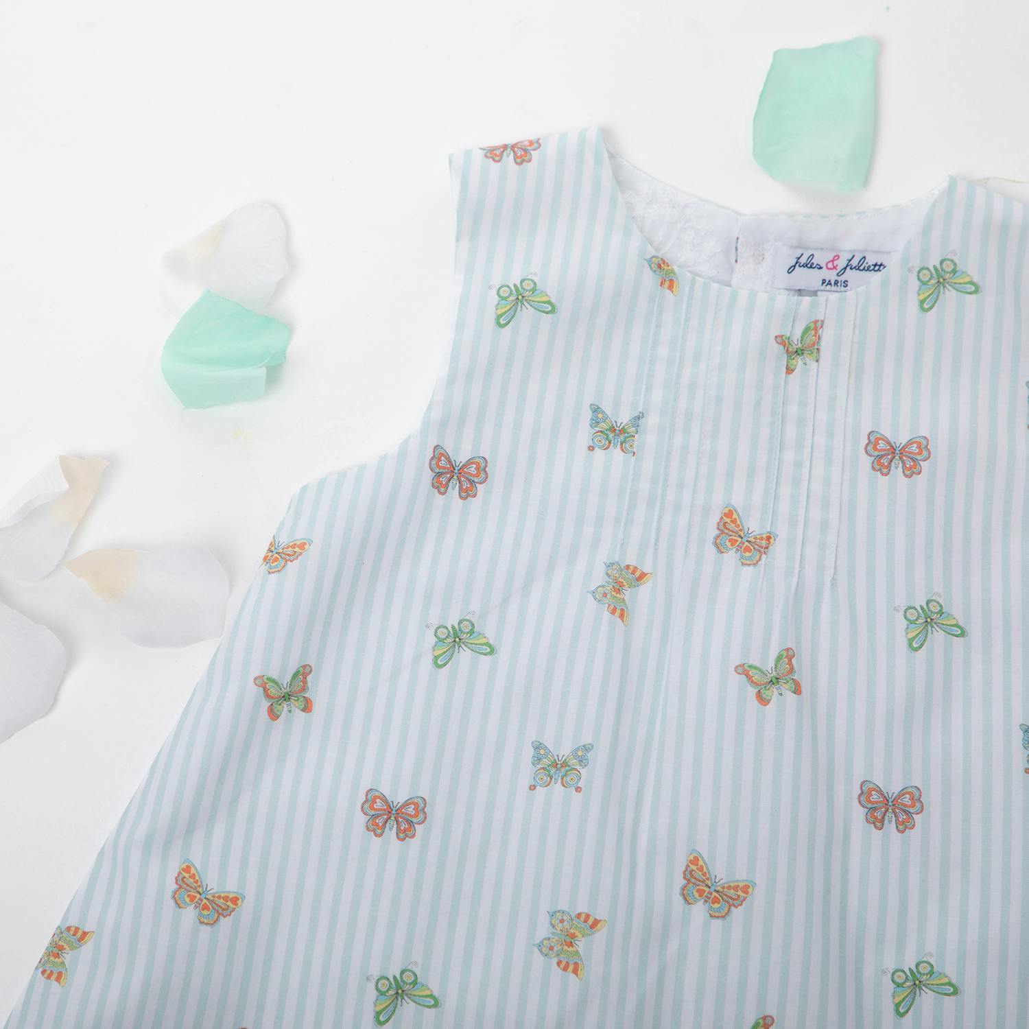 Elise Baby Dress Sleeveless, Aqua Blue Butterfly