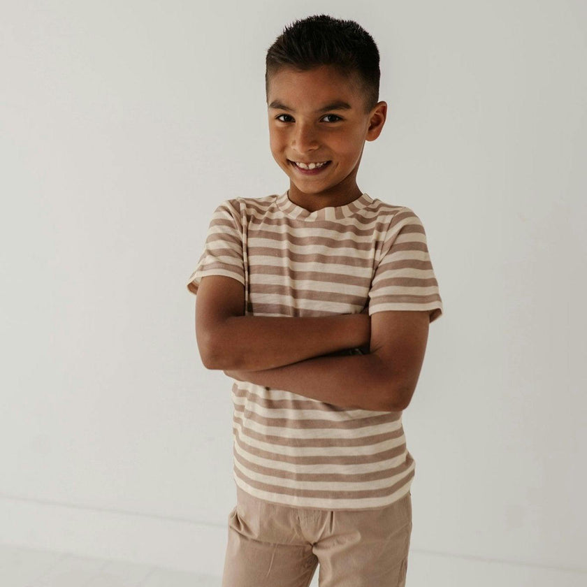 Short Sleeve Tee Taupe Stripe
