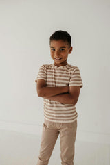 Short Sleeve Tee Taupe Stripe
