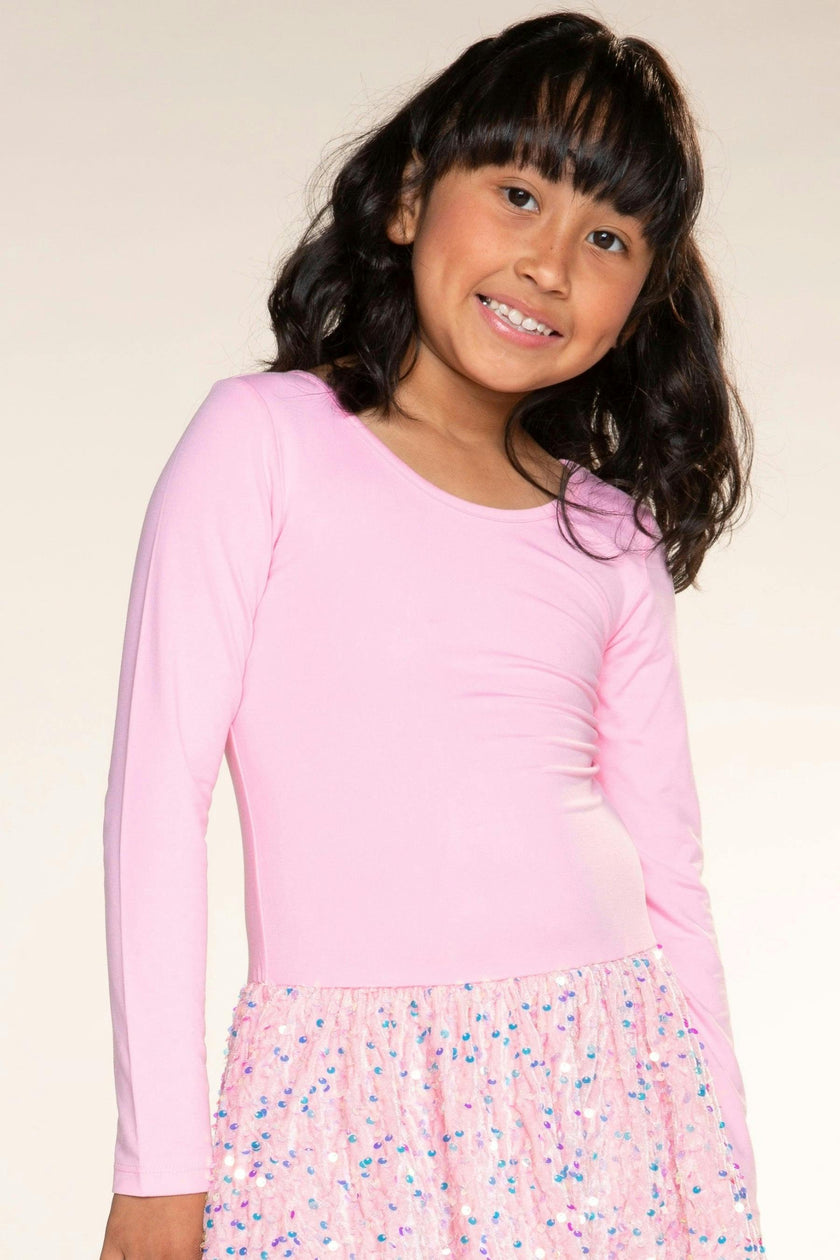 Simply Soft Long Sleeve Sequin Be Happy Dress