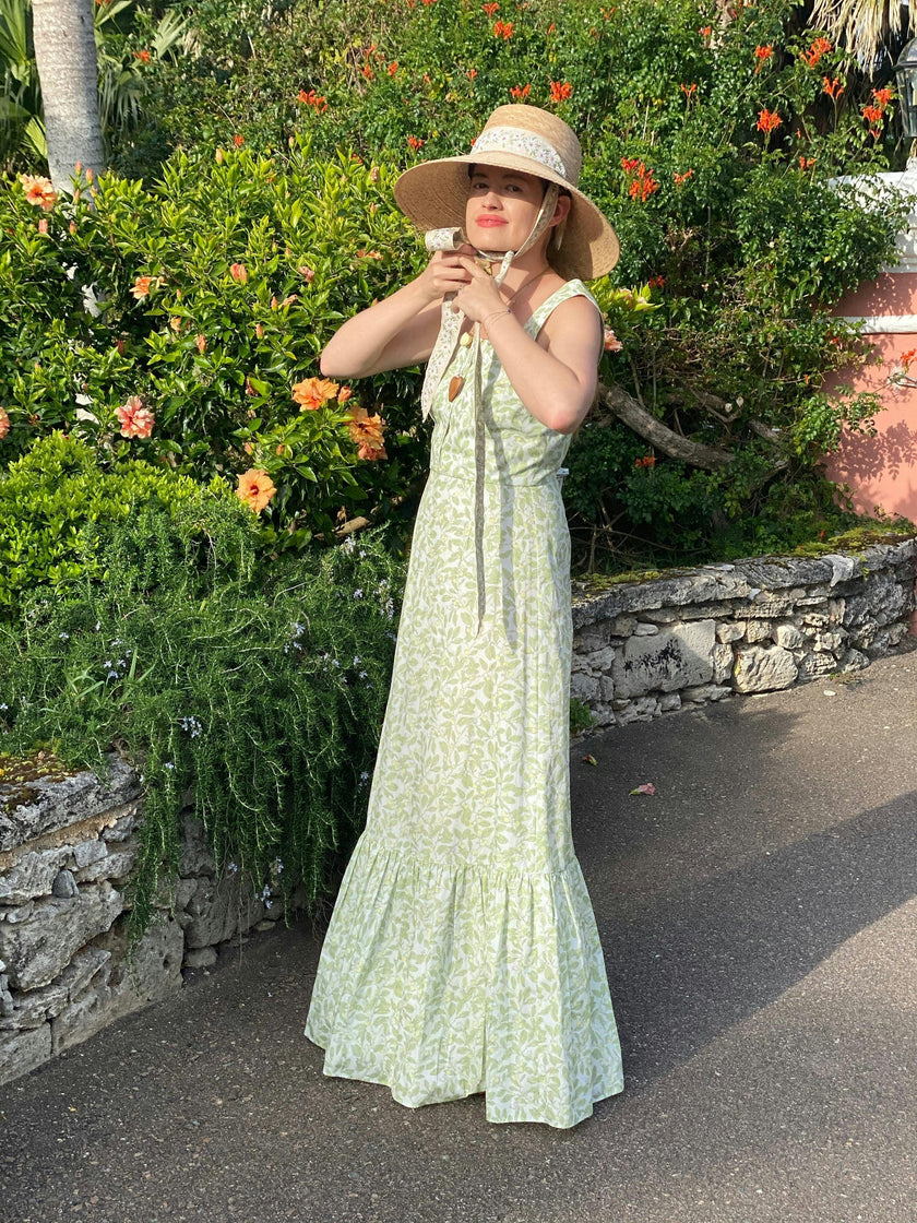 Wildflower Sun Hat (PreOrder Shipping June 15th) - Olive Green Wide & Short Grosgrain Ribbon