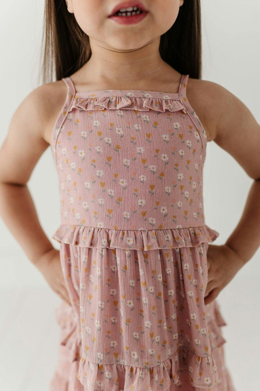 Girls Maxi Dress in Mini Daisy